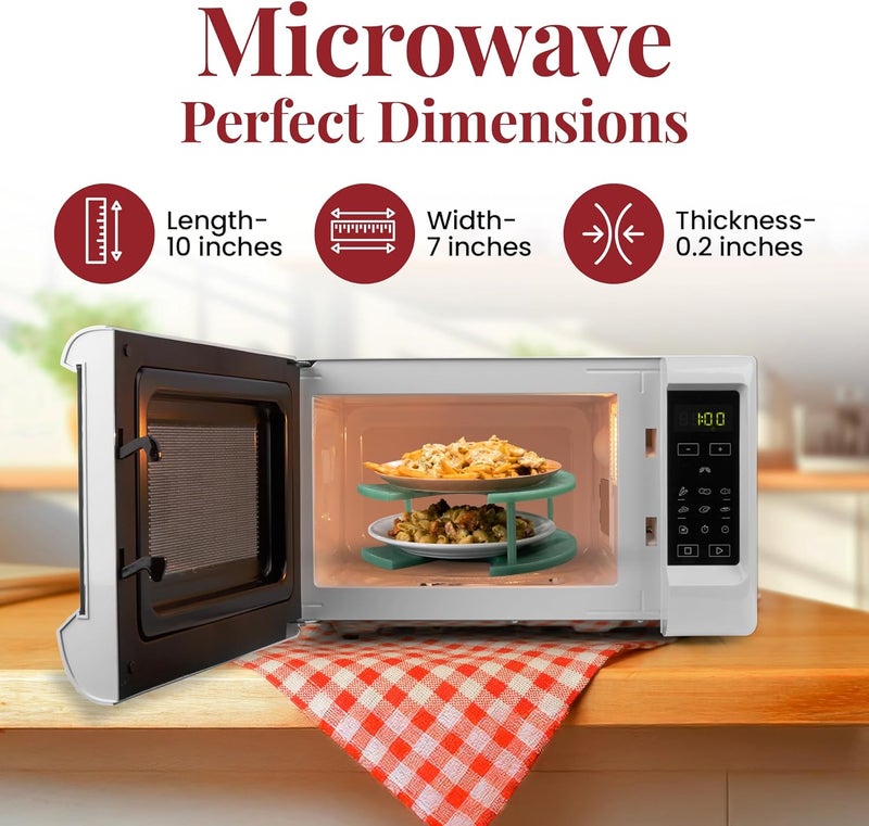 DoubleWave Teal Two Tier Microwave Plate Stacker | Reliable and safe for any day microwave dishes | Perfect food stacker for busy professionals | BPA Free microwave plate holder (Large) - Image 4